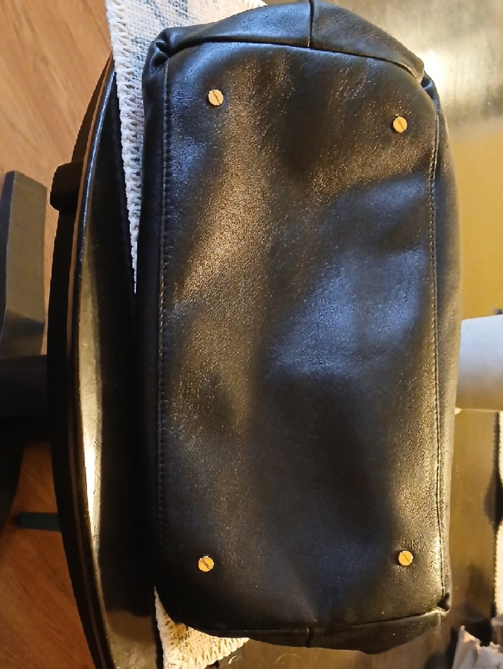 Tory Burch Black Leather Satchel with Gold Accents - Picture 8 of 11